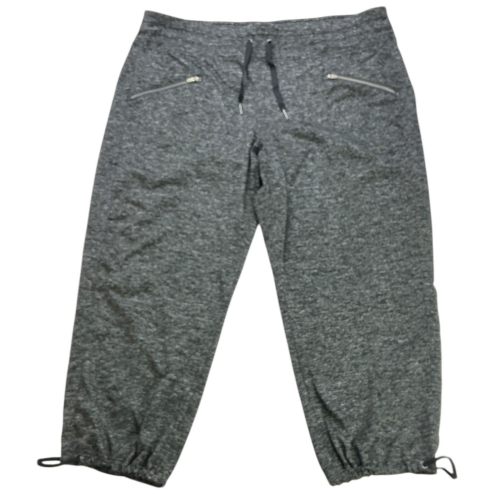 Active Life Heather Charcoal Jogger Pants Women XL Zipper Pockets Bungee Hem